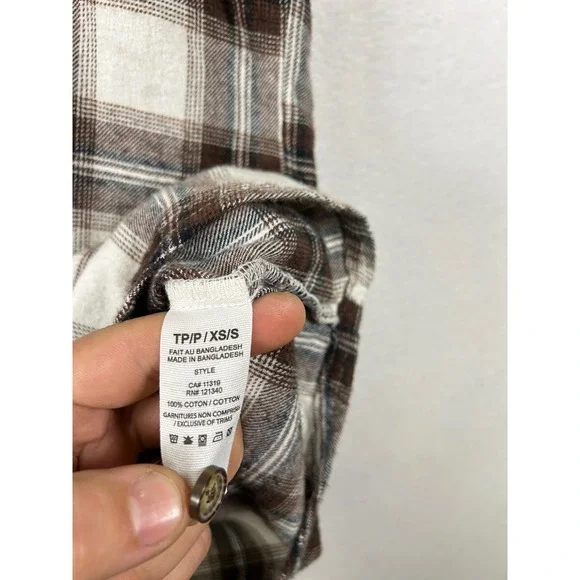 Garage Plaid‎ Flannel Shirt Long Sleeve Button Up Casual Top Women's XS - Picture 8 of 9
